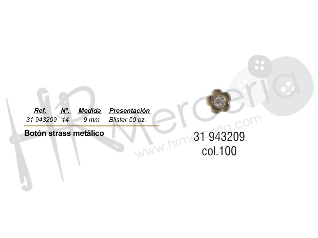 Boton metal stras 943209