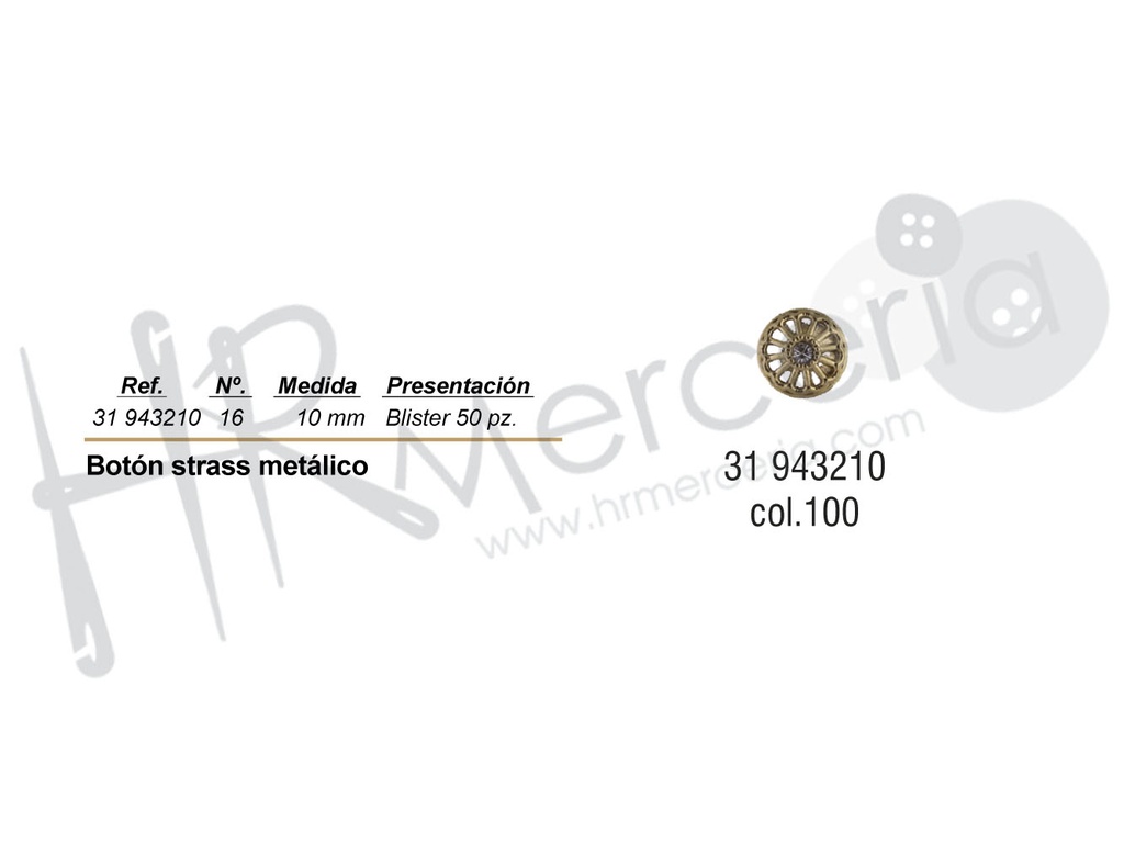 Boton metal stras 943210