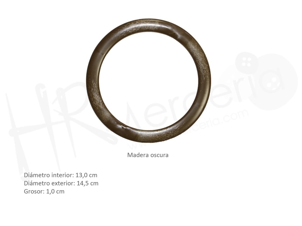 Asa redonda 13 cm madera oscura 1 par