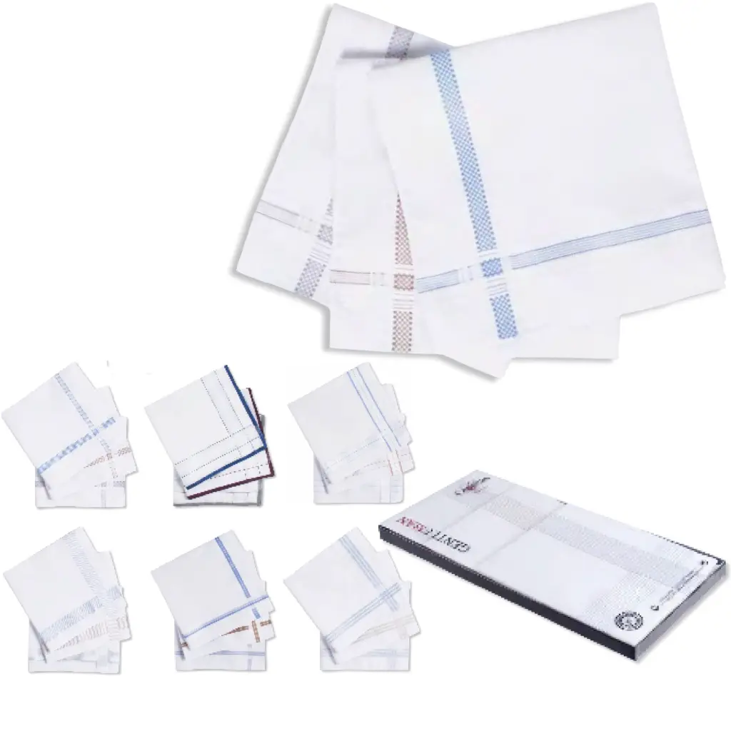 Pañuelo Cro. satén fondo blanco pack 6 pz.