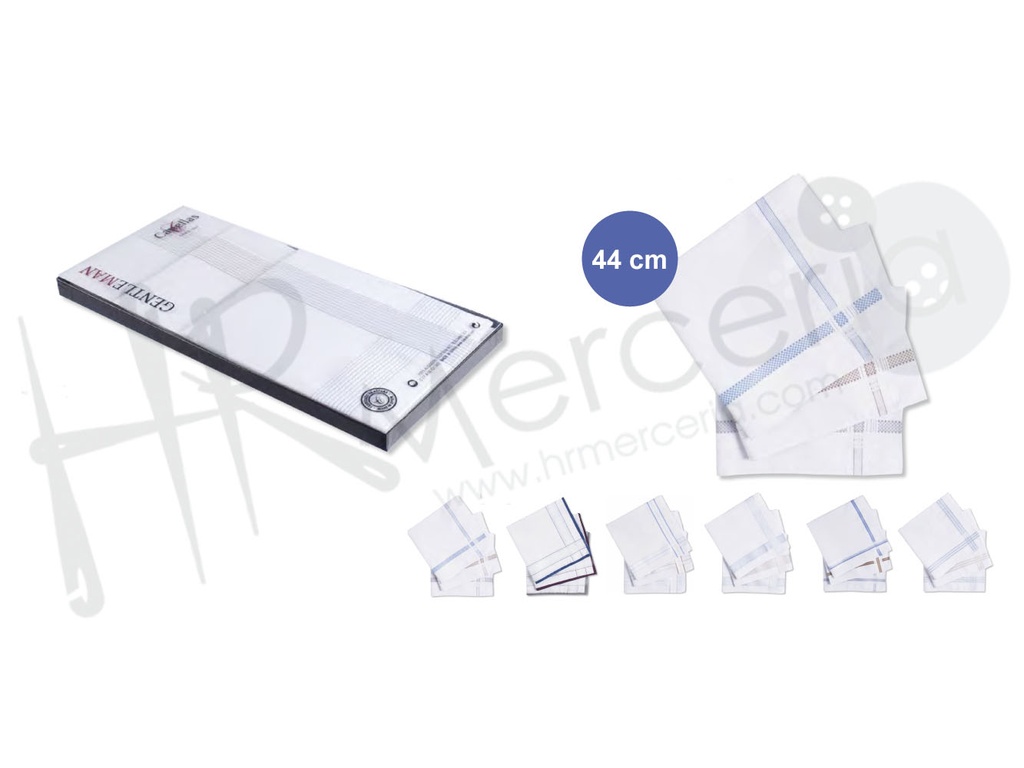 Pañuelo Cro.saten fondo blanco alg. pack 6 pz.