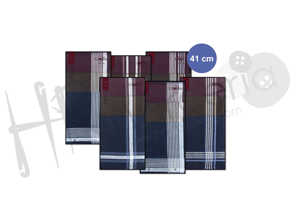 Pañuelo Cro.Saten fondo color alg. 80 pack 6 pz.