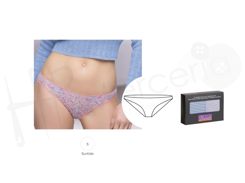 Bikini bajo poliamida estampada 975 Naiara Pack 2 pz.