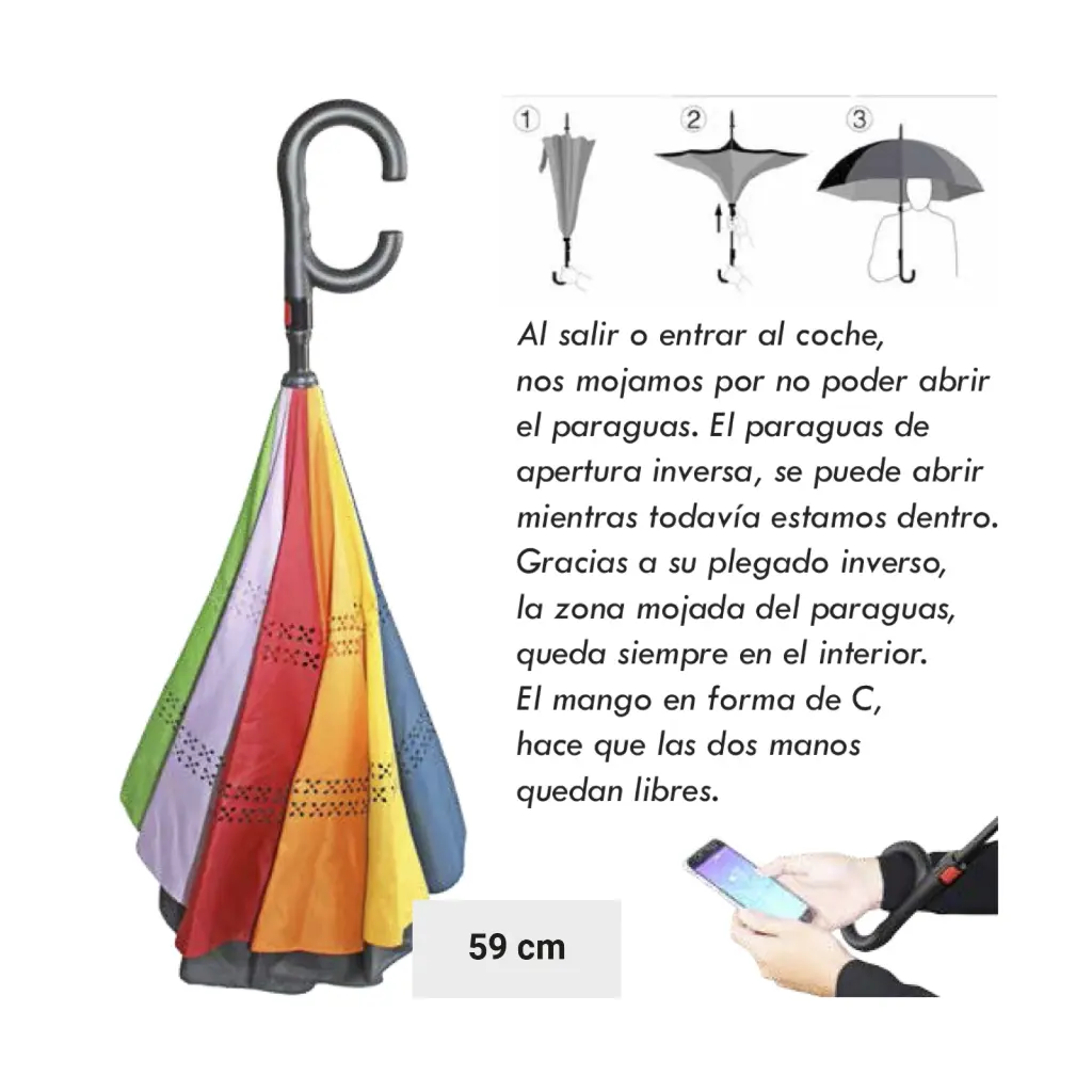 Paraguas multicolor abertura inversa