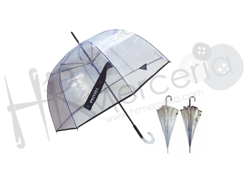 Paraguas baston cupula transparente Privata