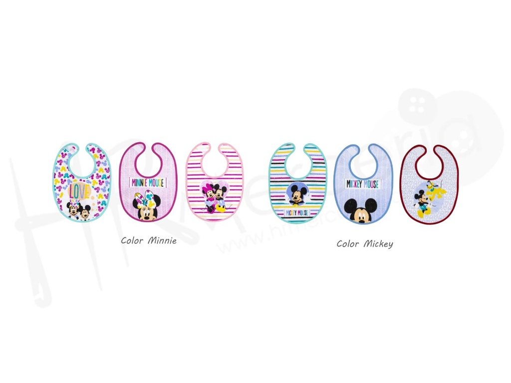 Babero rizo velcro Disney VL20 Pack 3 uds.