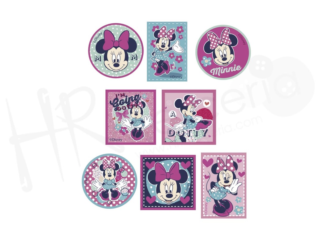 Exp termoadhesivos estampado Minnie 24 pz.