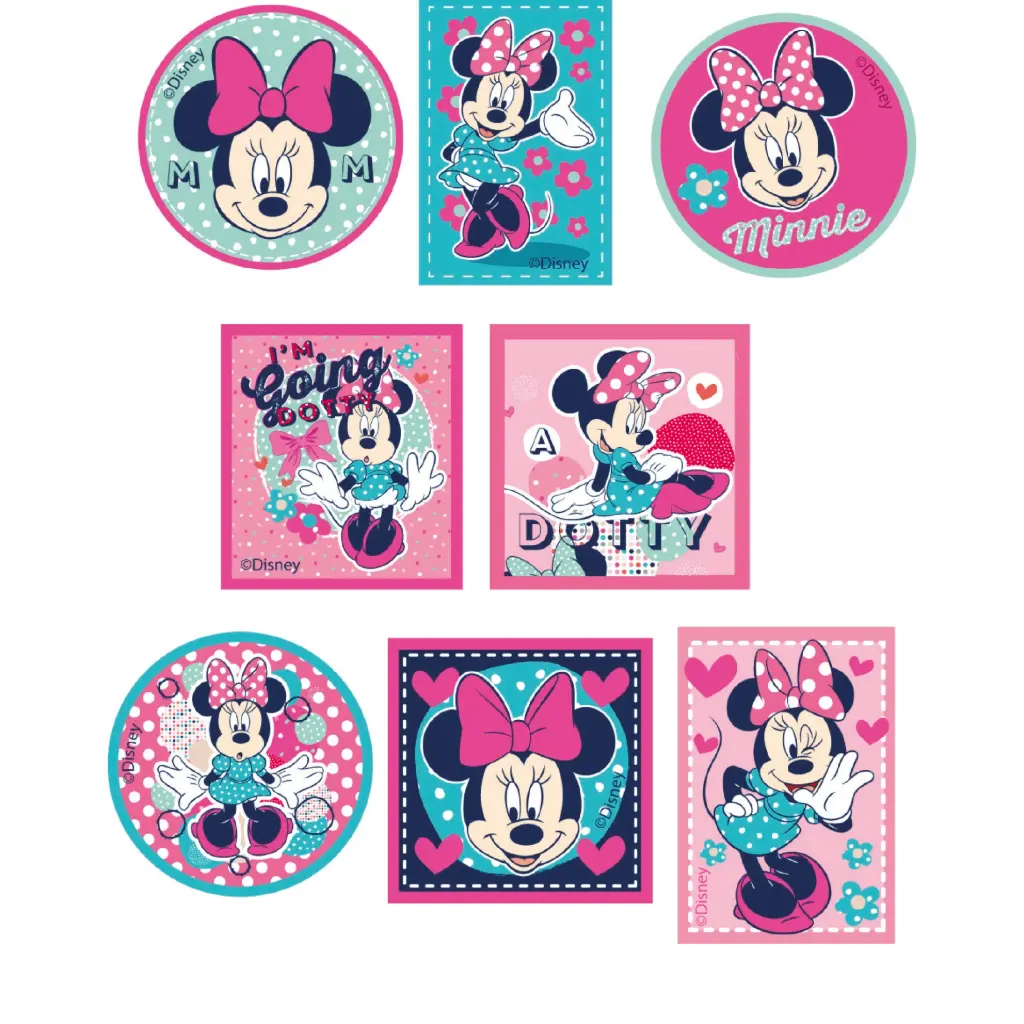 Exp termoadhesivos estampado Minnie 24 pz.