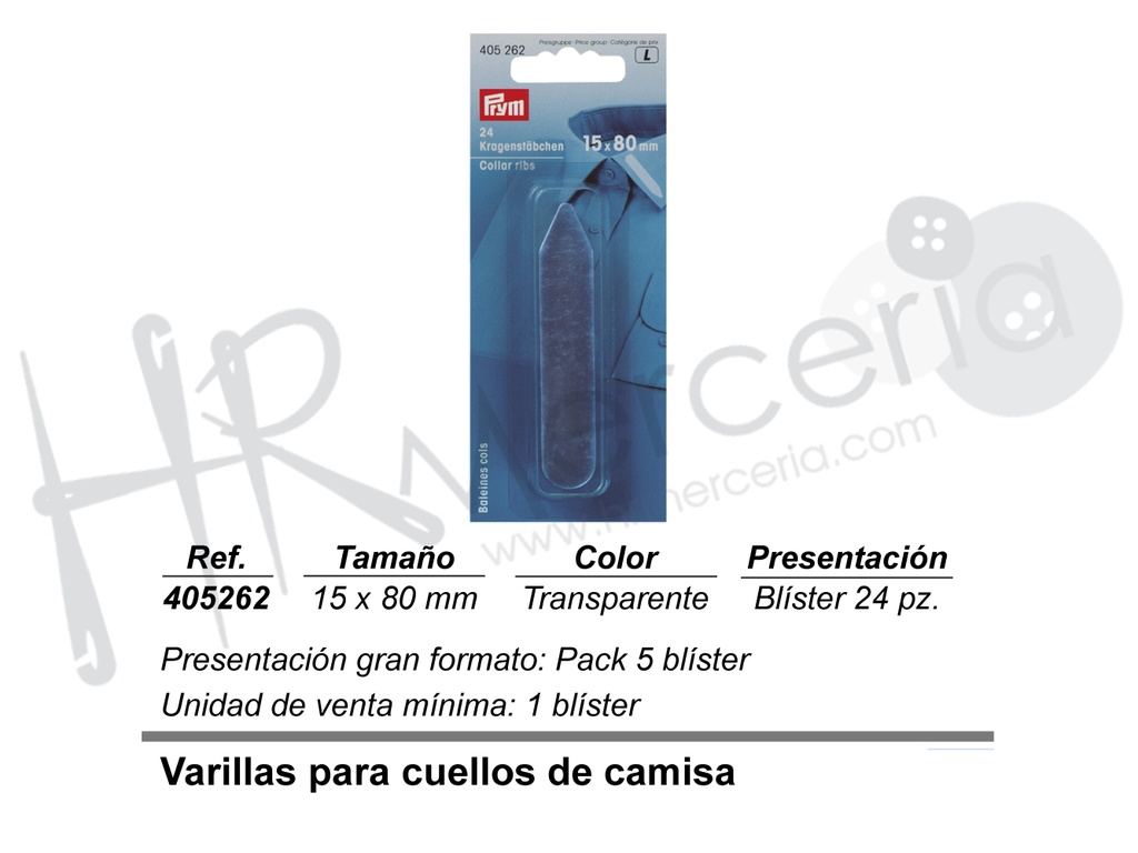 Ballena cuellos 15 mm X 80 mm pack 24 unid