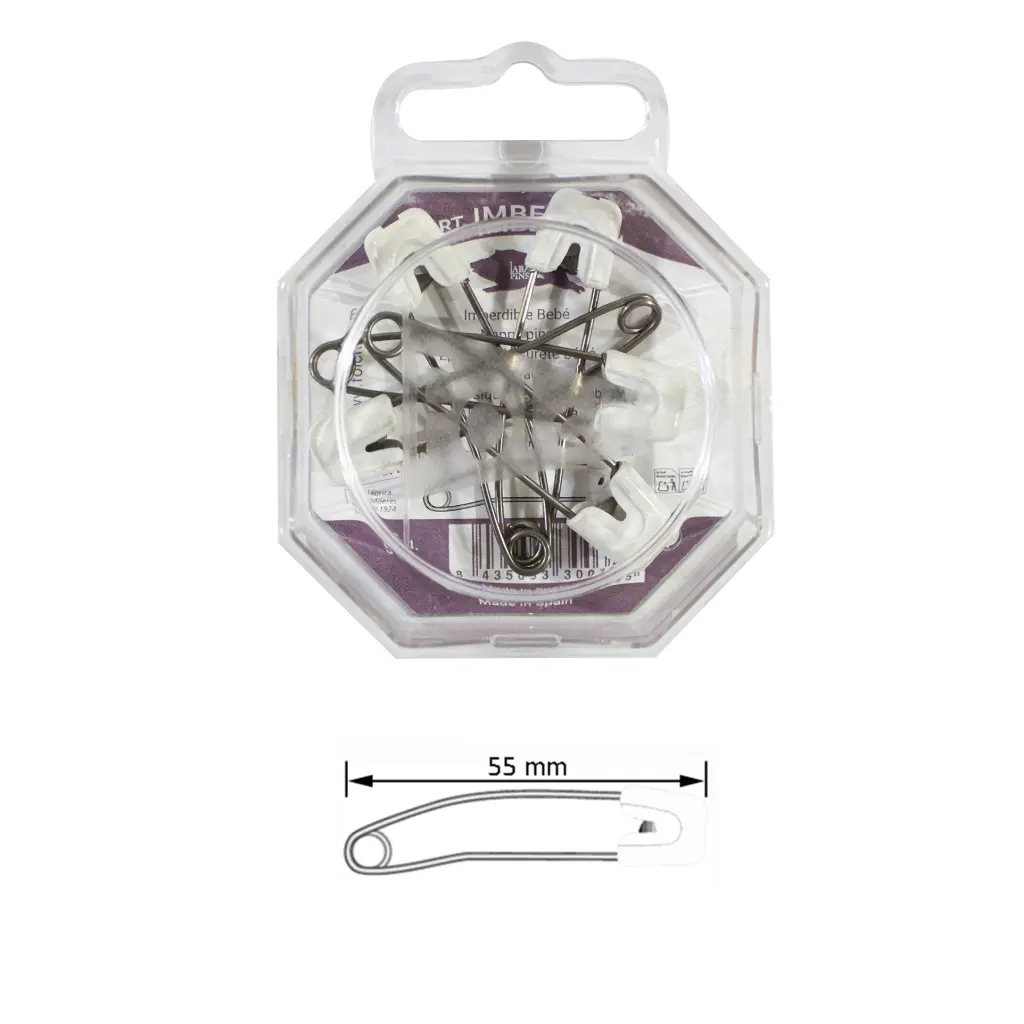 Imperdible seguridad 55 mm blanco 5 pz