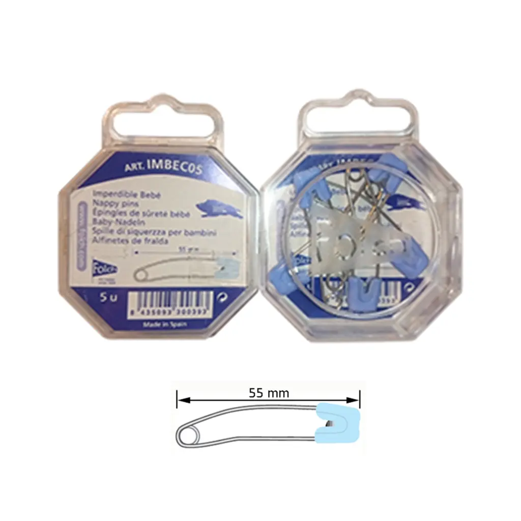 Imperdible seguridad 55 mm azul 5 pz