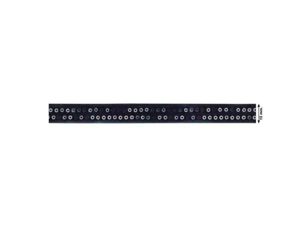 Cinta terciopelo lentejuela 2 lineas pack 20 m. Negro