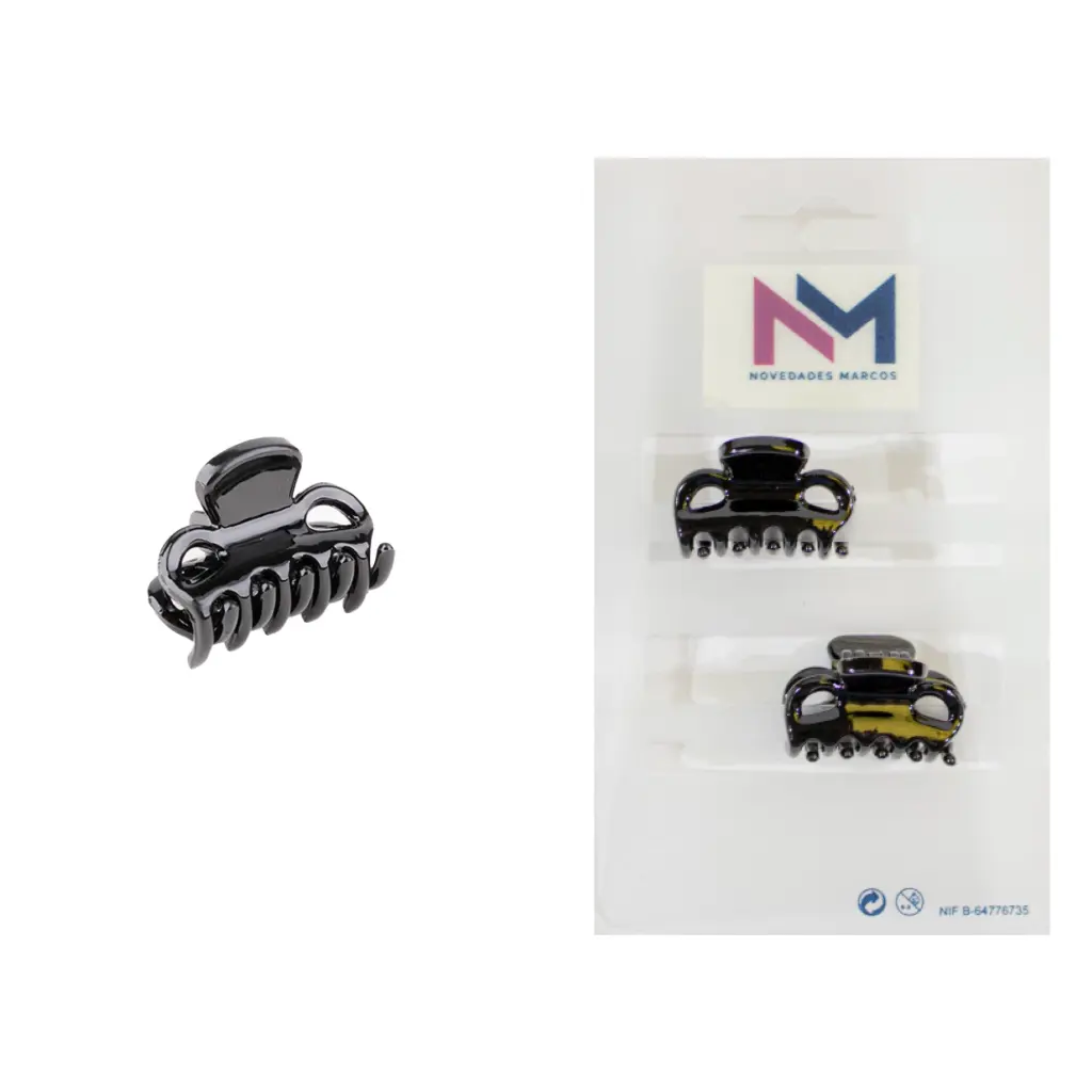 Pinza clasica 2.5 cm Negro Pack 6 blister 2 ud.