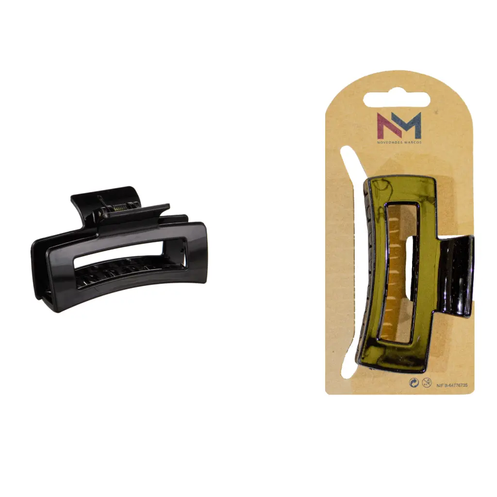 Pinza rectangular 7 cm. Negro. 6 uds.
