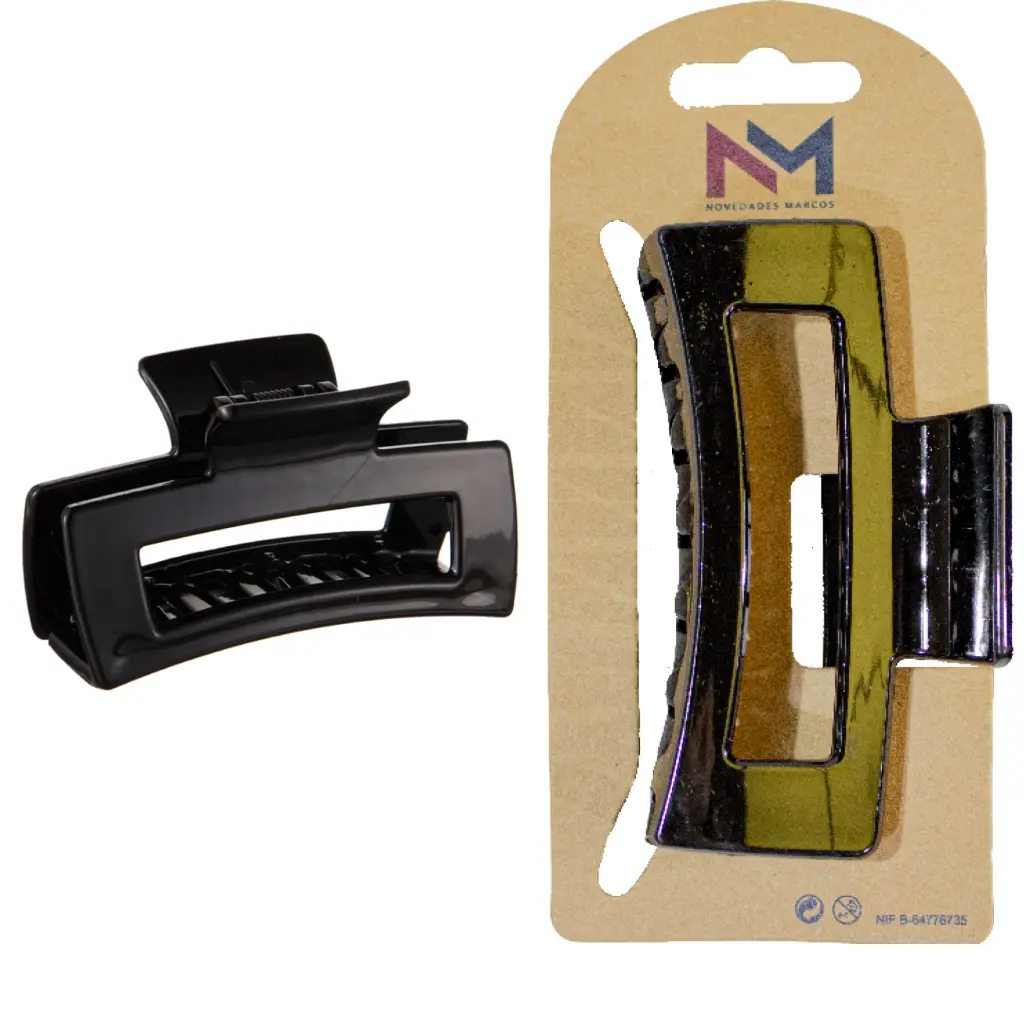 Pinza rectangular 9 cm Negro 6 uds.