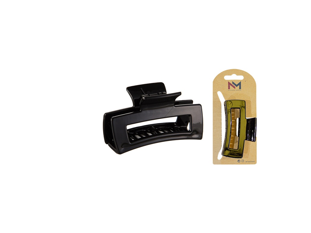 Pinza rectangular 9 cm Negro 6 uds.