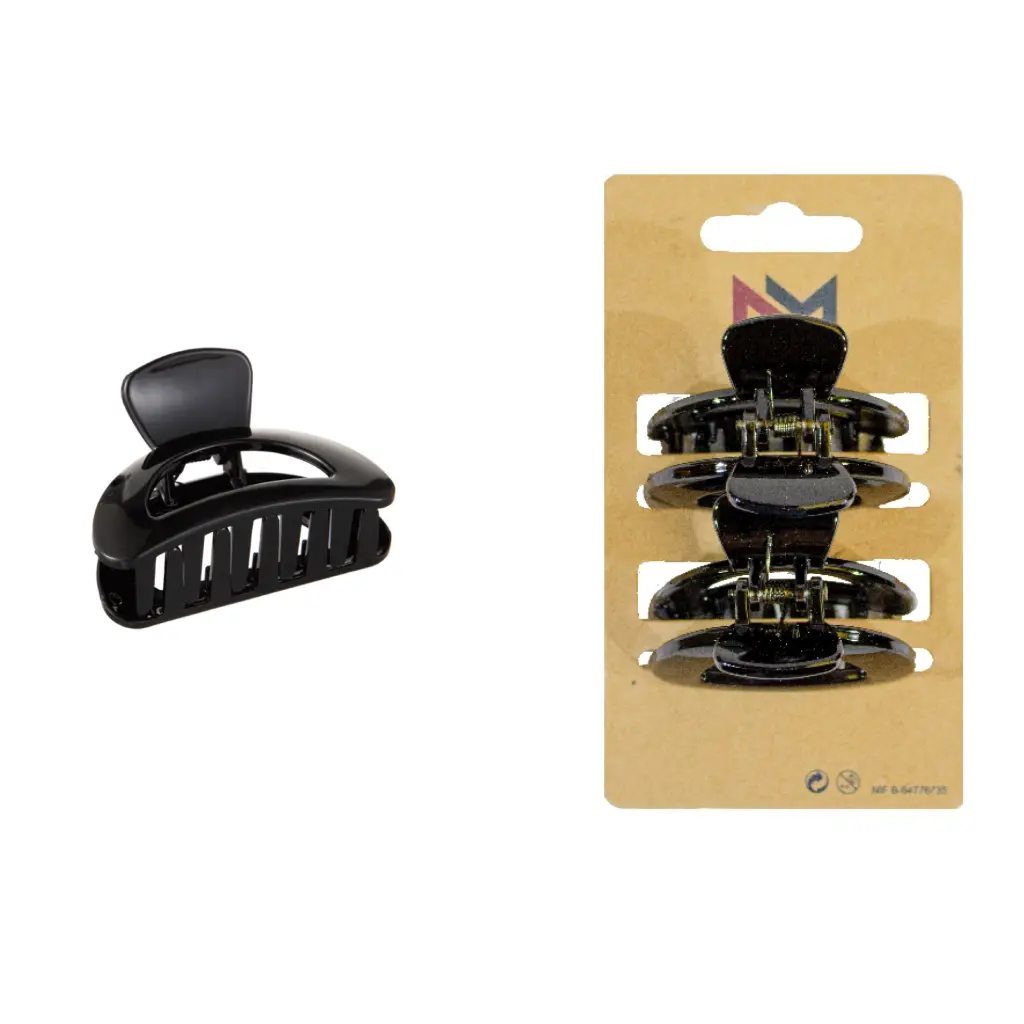 Pinza ovalada 4 cm. Negro. Pack 6 de 2ud