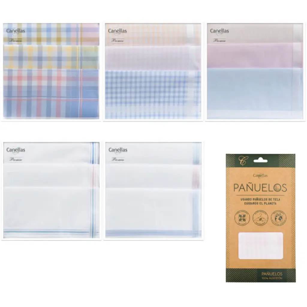 Pañuelo señora fondo blanco/surt blíster 3 pz.