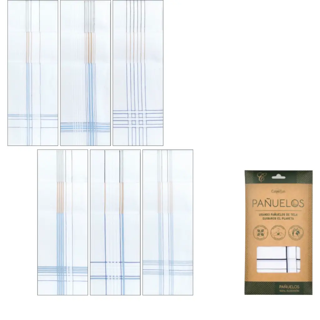 Pañuelo Cro. satén fondo blanco blíster 3 pz.