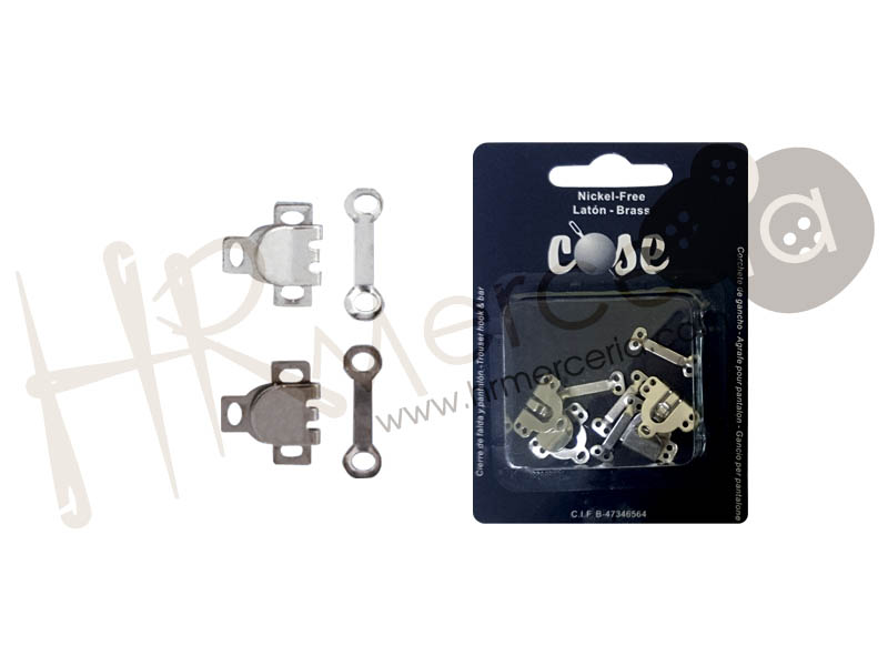 Corchete latón pantalon falda 12 mm pack 4 pzs
