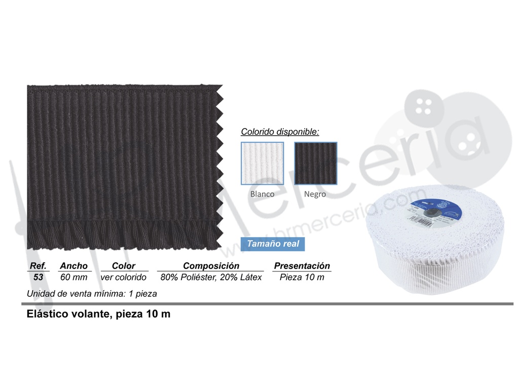 Elastico volante 53 pack 10M ancho 60mm.