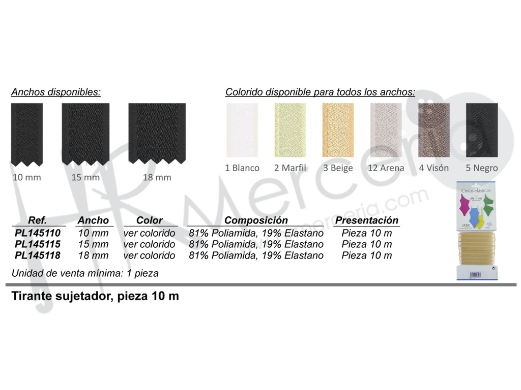 Tirante corseteria 18 mm pieza 10m.