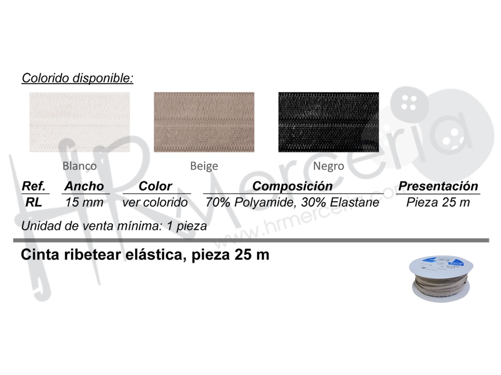 Ribete labial elastico pieza 25 metros