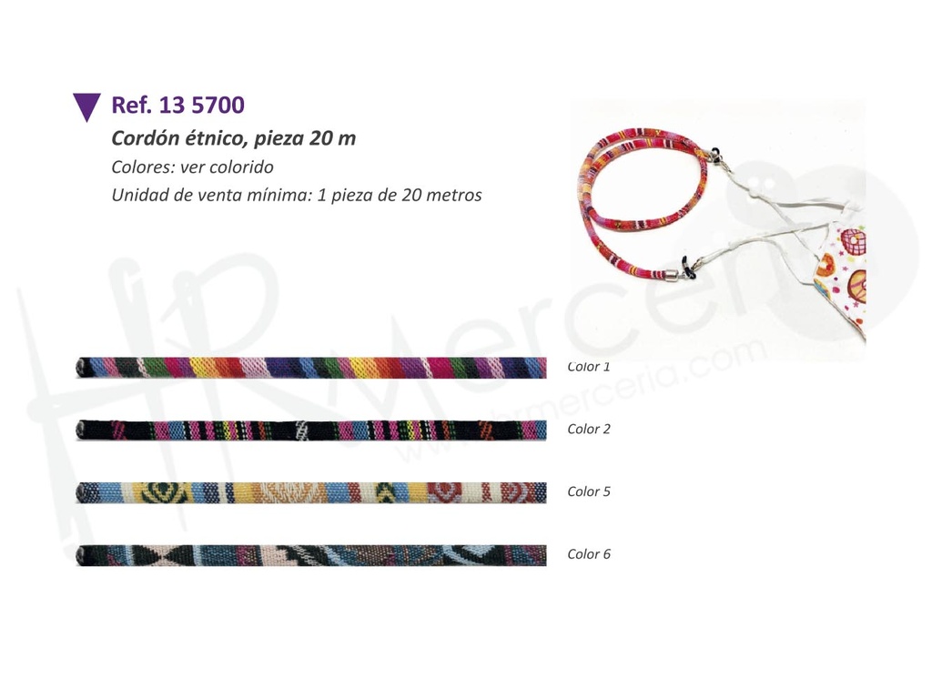 Cordon 5 mm etnico 5700 pza 20 mts