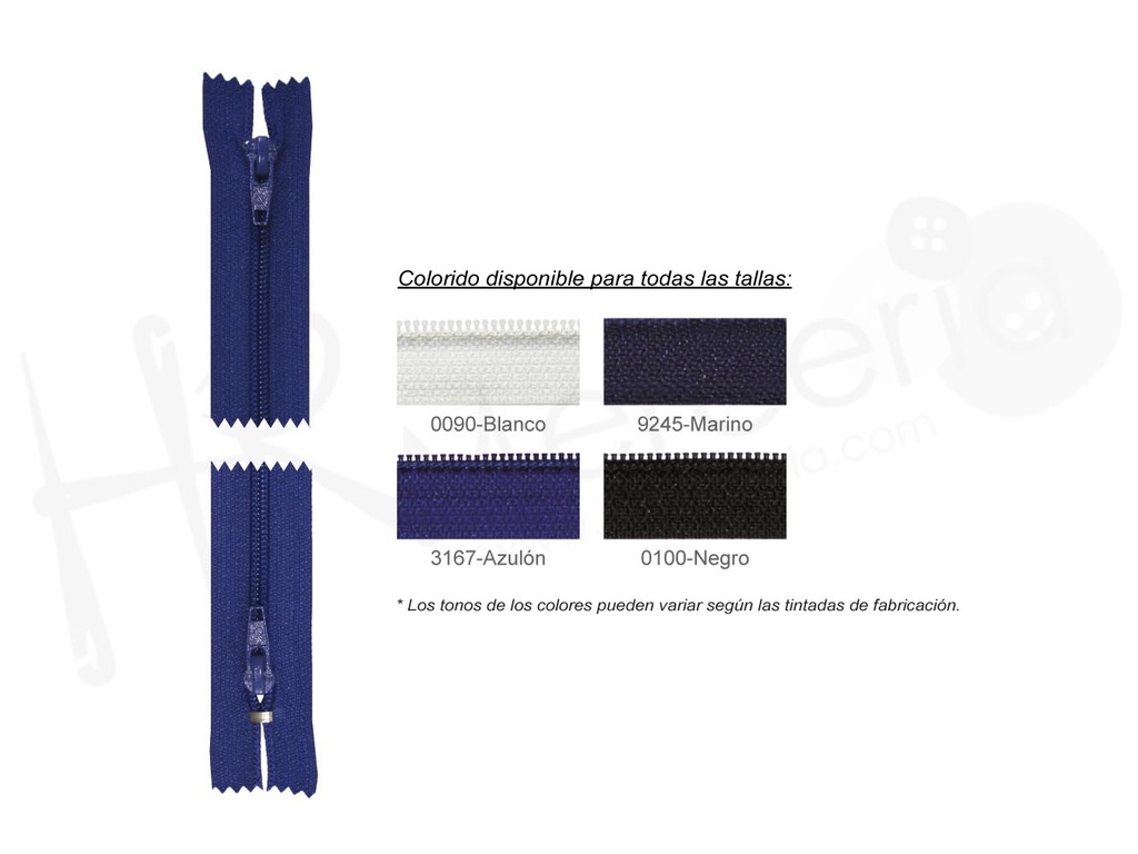 Cremallera mono doble cursor cerrada Pack 3 pz