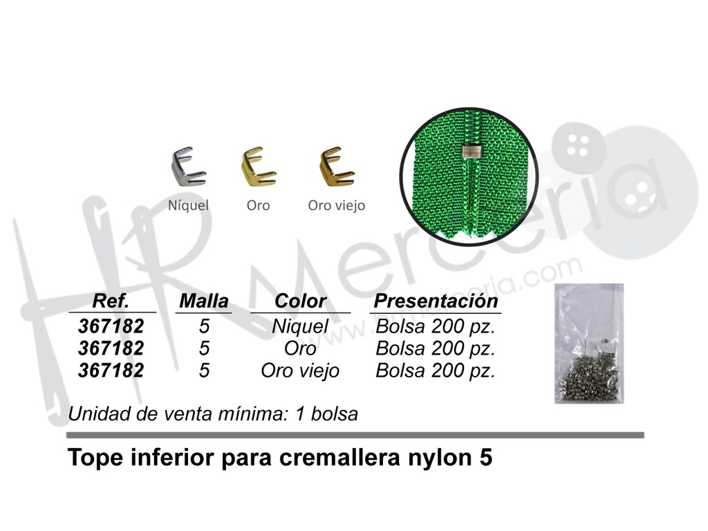 Tope inferior cremallera 367182 nylon 5