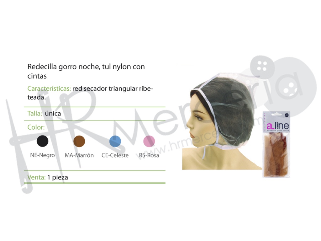 R Redecilla gorro tull nylon con cintas ajustables