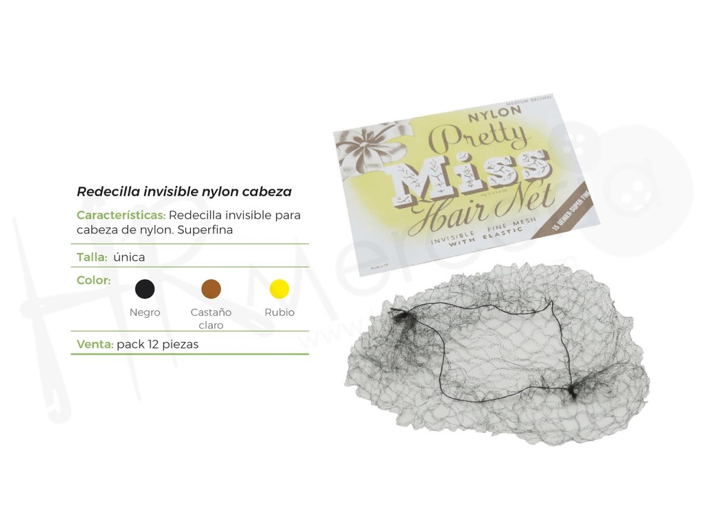 R Redecilla invisible nylon D328 pack 12 pz