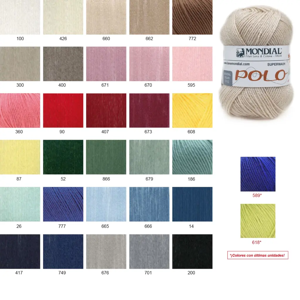 Lana Polo Mondial pack 10 madejas de 50 grms.