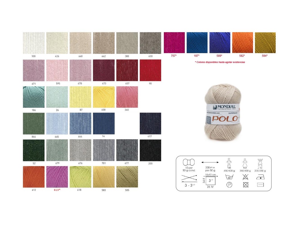 Lana Polo Mondial pack 10 madejas de 50 grms.