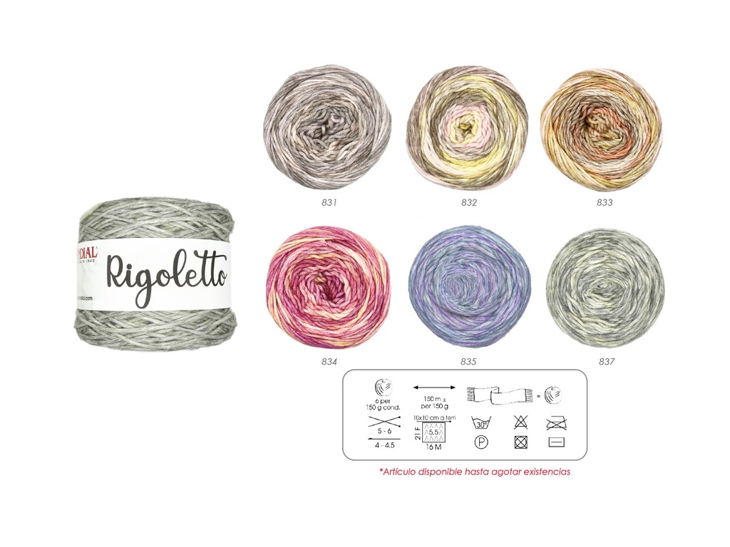 Lana Rigoletto Mondial pack 6 madejas 150 grms