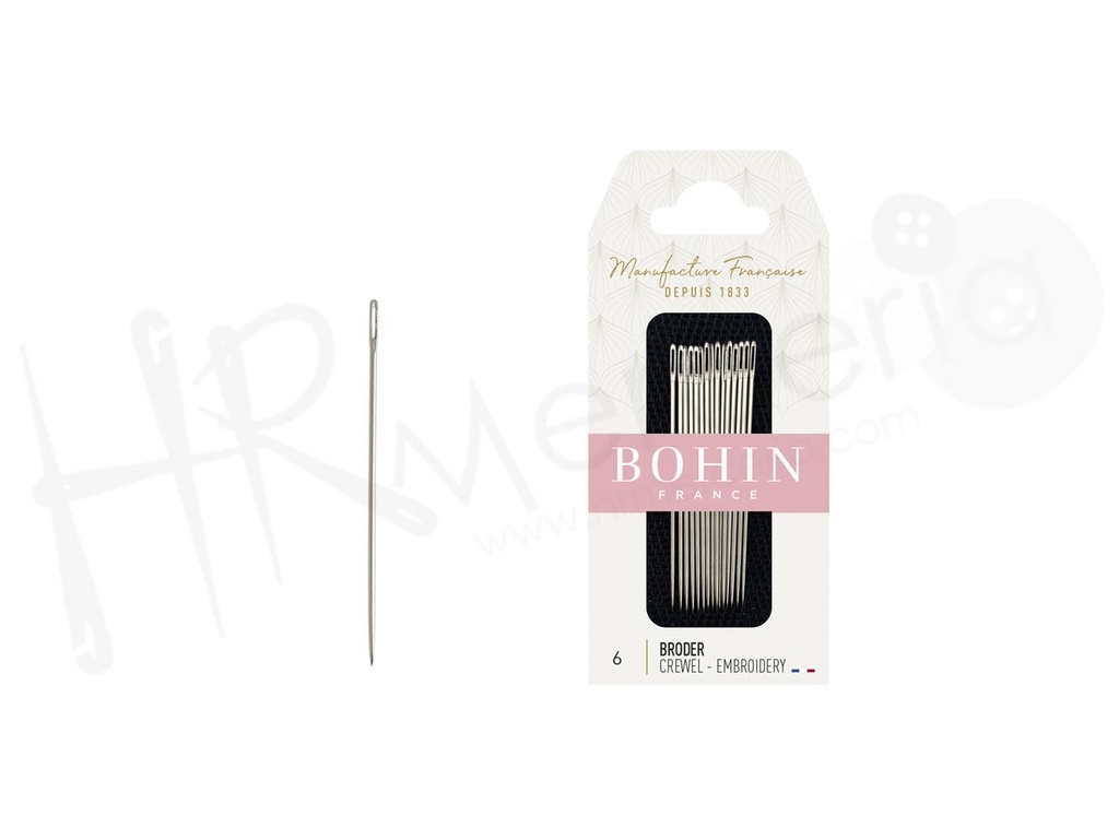Agujas A41F bordar Nº 6 Bohin 15 pz