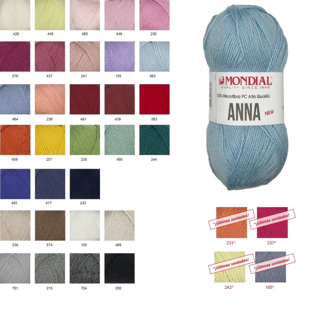 Lana Anna Mondial pack 12 madejas 100 grms