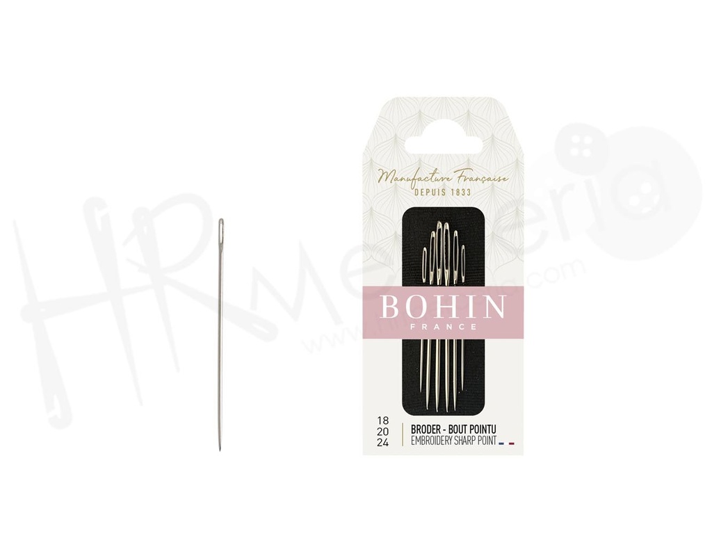 Agujas A41F bordar Nº 18/20/24 Bohin 6 pz