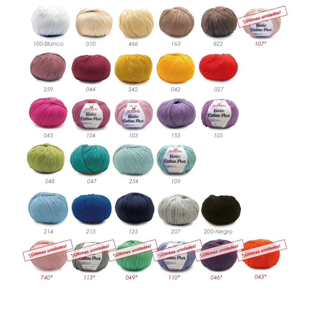Lana Basic cotton plus Mondial pack 10 madejas 100 gms