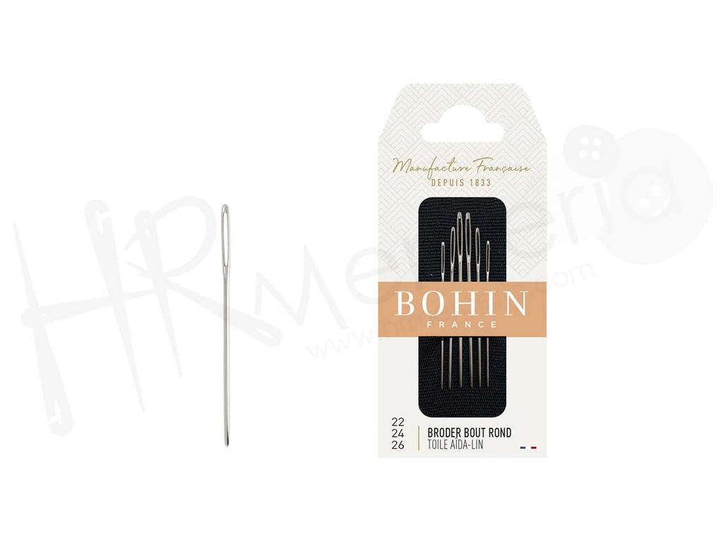 Aguja A42F tejido Aida Nº22/24/26 Bohin 6 pz