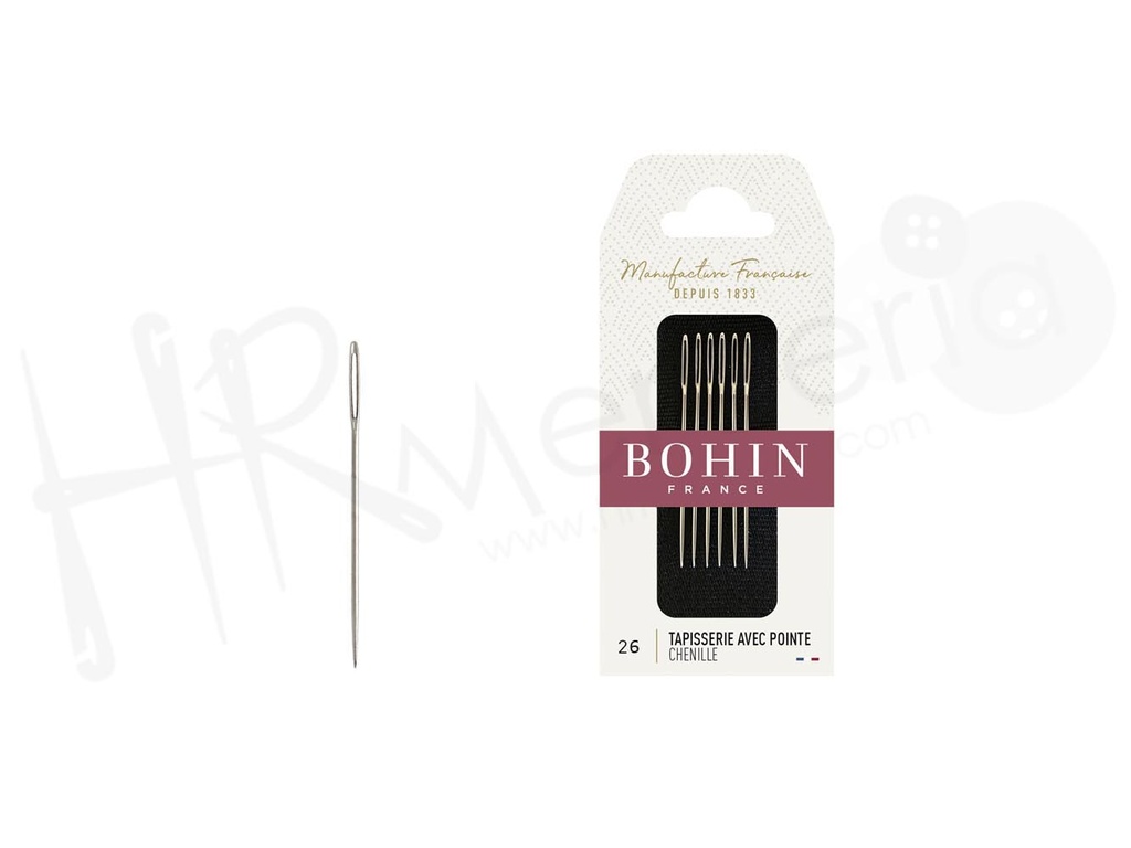 Aguja A43F tapiceria con punta Nº 26 Bohin 6 pz