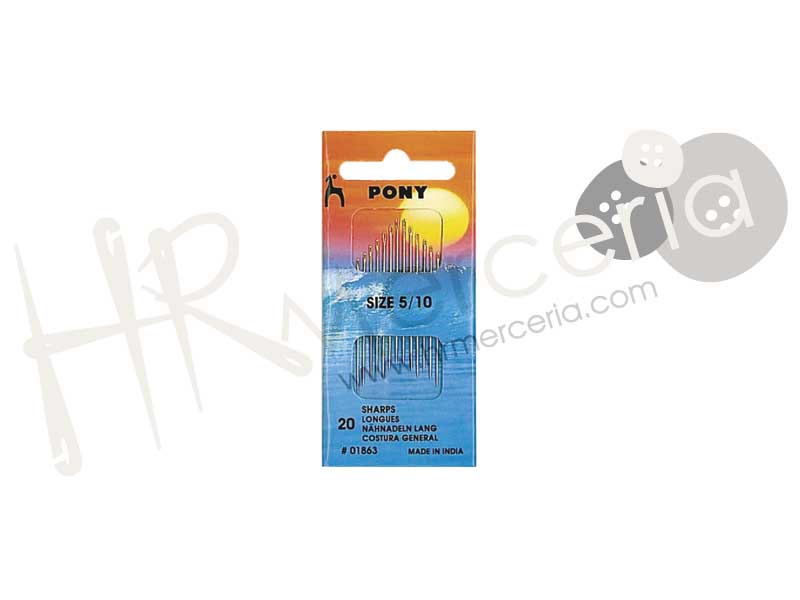 Aguja larga Nº10 Pony 20 pz.