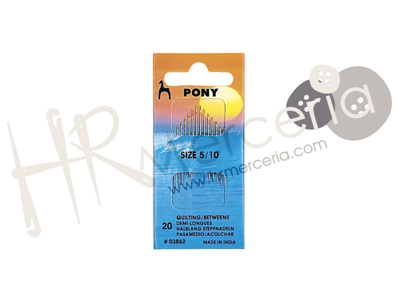 Aguja corta patchwork Nº10 Pony 20 pz.