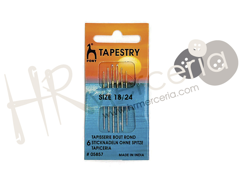 Aguja lanera sin punta tapestry Nº24 Pony 6 pz.