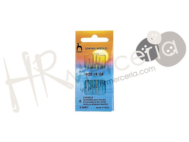 Aguja lanera con punta chenille Nº20 Pony 6 pz.