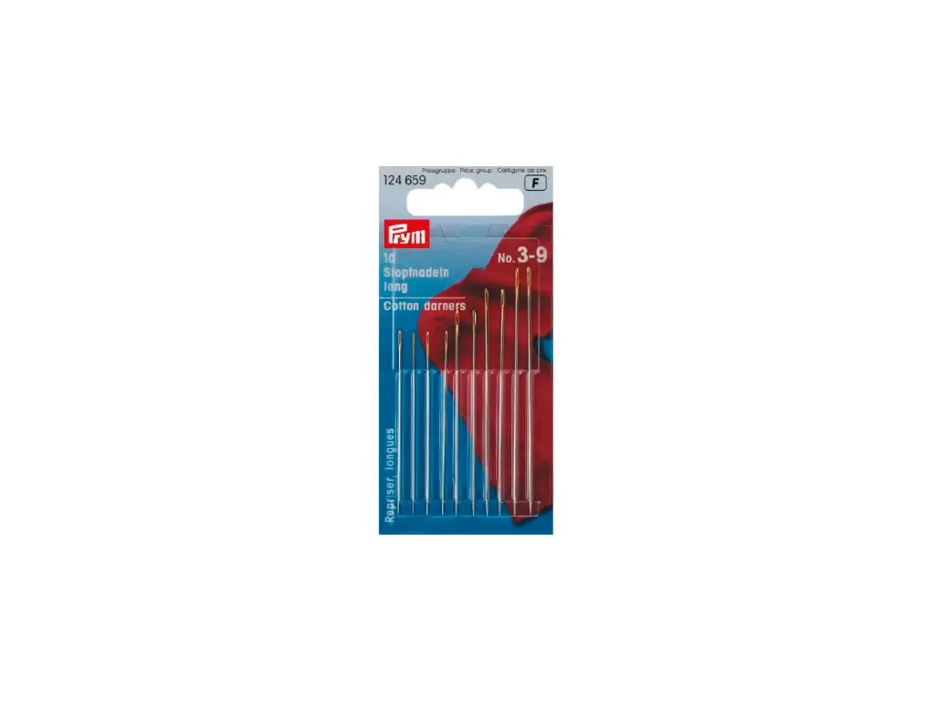 Agujas de zurcir largas no. 3-9 plateado surt. 10 pz