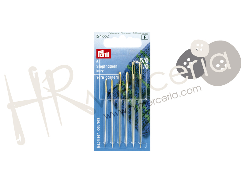 Aguja zurcir corta surt Nº5/0-1/0 Prym 6 pz.