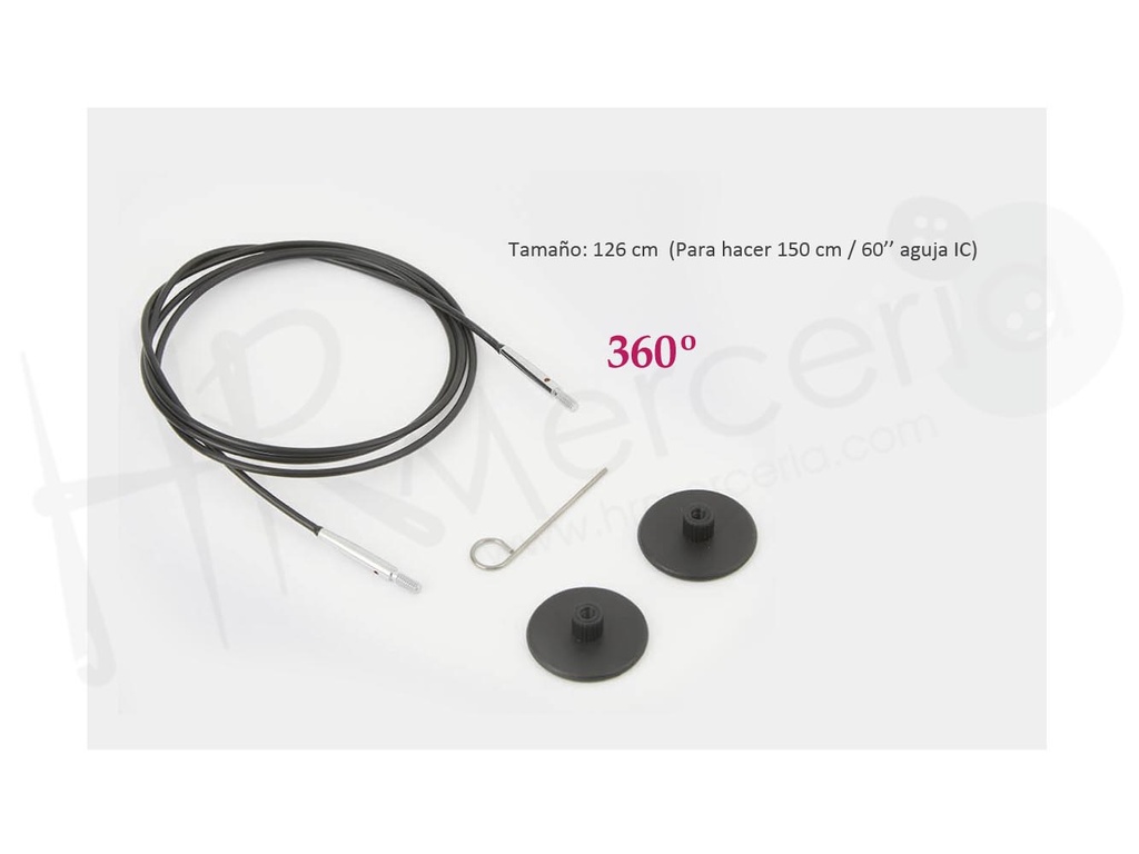 Cable giratorio aguja acero inox. negro 126 cm Knitpro
