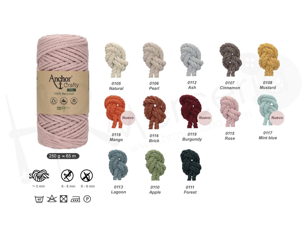 Anchor Crafty macrame fine 3 mm ovillo 250 gr