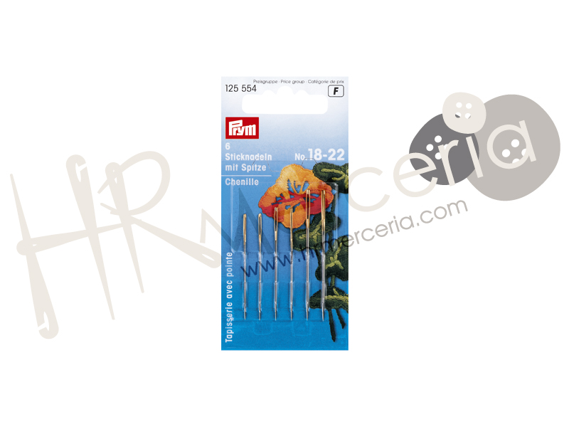 Aguja lanera punta Nº18/22 Prym 6 pz.